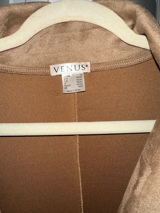 VENUS Brown Suede-Style Button Front Jacket - Picture 3 of 7